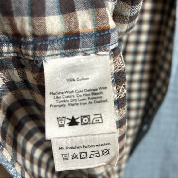 Eddie Bauer, Men’s M 100% Cotton Blue button-down, Short Sleeve Shirt Preowned - Picture 7 of 7